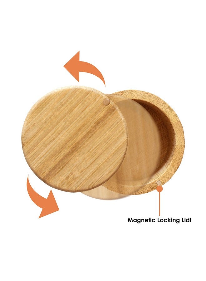 Totally Bamboo Totally Bamboo Triple Salt Cellar, 3 Tier Bamboo Kitchen Salt and Pepper Storage Box with Magnetic Swivel Lids  - Image 5