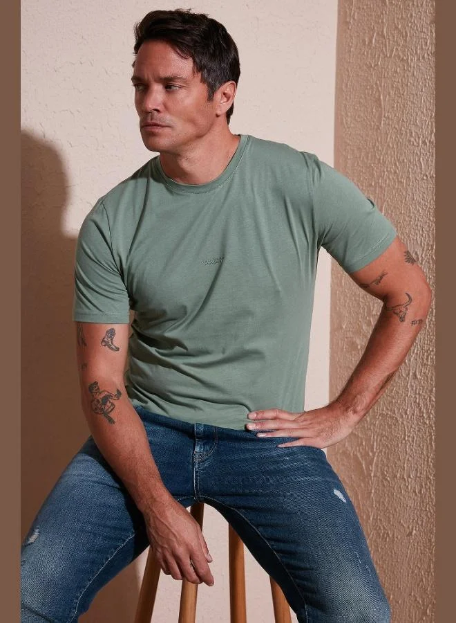 Buratti  Buratti Detailed Cotton Regular Fit Crew Neck T-Shirt Men's T-Shirt 59020203 for Men | Best Price UAE