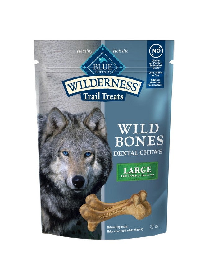 Blue Buffalo Wilderness Wild Bones GrainFree Dental Chews Dog Treats, Large, 27Oz Bag - Image 1