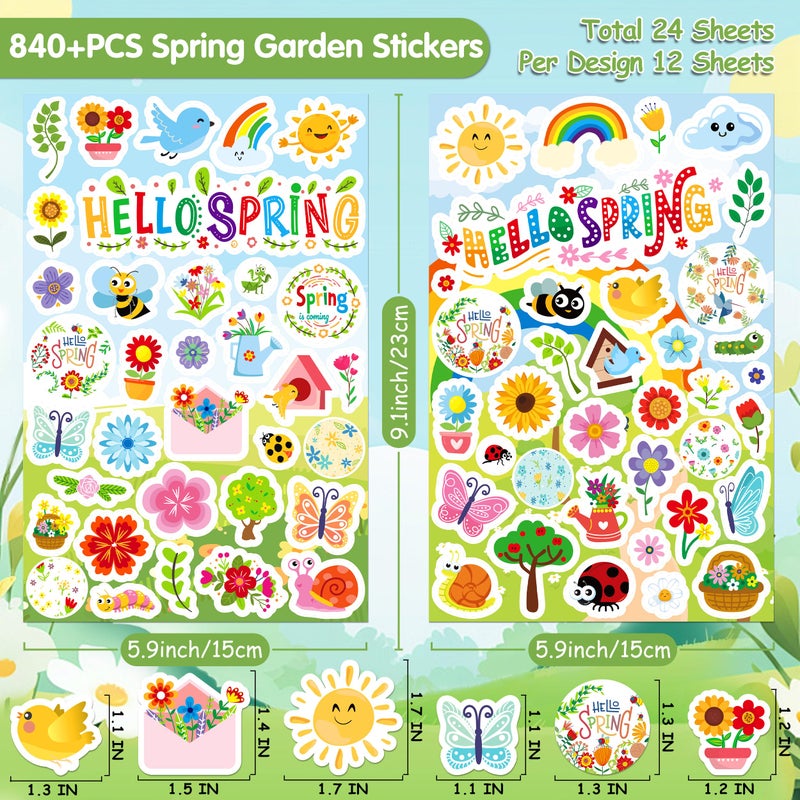 Linaye 24 Sheets Spring Stickers For Kids  840 Pcs Spring Decorative Stickers For Classroom  Spring Crafts For Kids  Spring Party Favors Supplies - Image 2