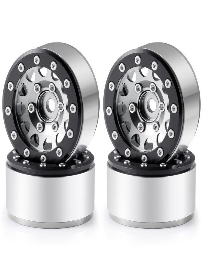 RCLIONS جنوط عجلات RC من الألومنيوم مقاس 1.55 بوصة بتقنية Beadlock لسيارات Axial UTB18 D90 TF2 CC01 AX90069 MST JIMNY 1/10 RC Crawler Trail Truck Car Upgrade Parts (فضي) - Image 1