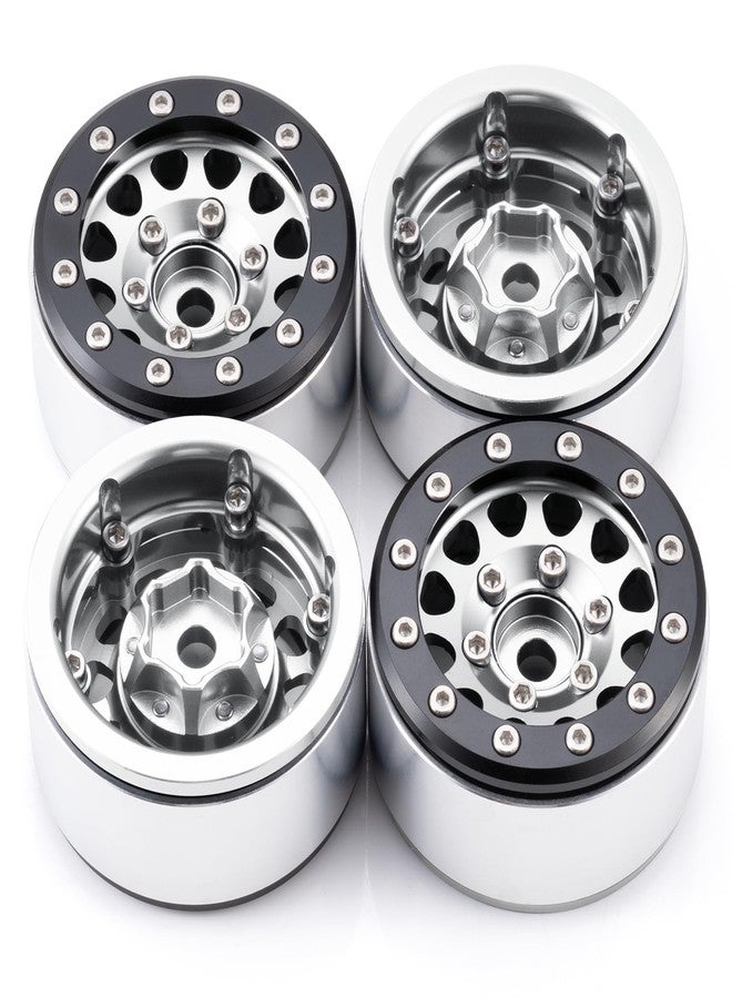 RCLIONS جنوط عجلات RC من الألومنيوم مقاس 1.55 بوصة بتقنية Beadlock لسيارات Axial UTB18 D90 TF2 CC01 AX90069 MST JIMNY 1/10 RC Crawler Trail Truck Car Upgrade Parts (فضي) - Image 5