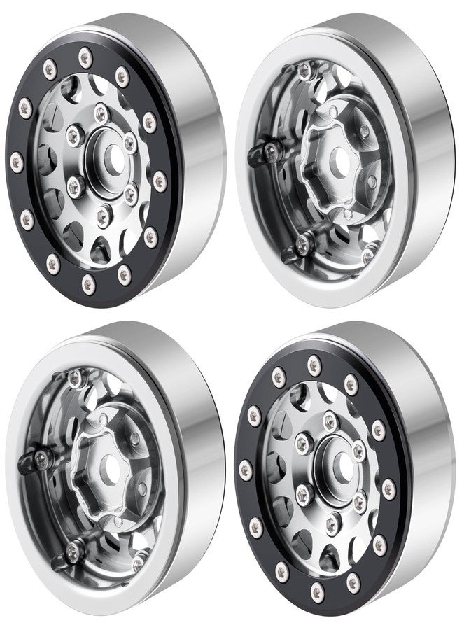 RCLIONS جنوط عجلات RC من الألومنيوم مقاس 1.55 بوصة بتقنية Beadlock لسيارات Axial UTB18 D90 TF2 CC01 AX90069 MST JIMNY 1/10 RC Crawler Trail Truck Car Upgrade Parts (فضي) - Image 4