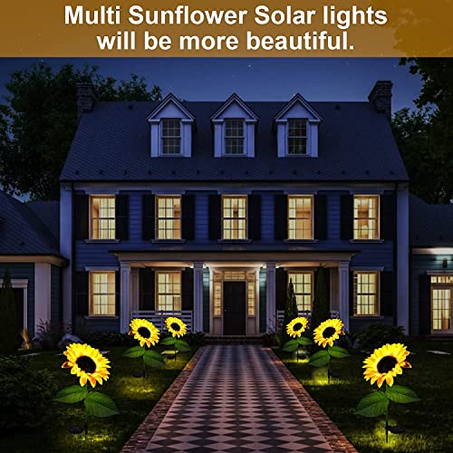 Quace Solar Powered Realistic Sunflower Lights Waterproof Decorative Landscape Lights for Garden Patio Yard Pathway (Pack of 2)(Plastic) - Image 4