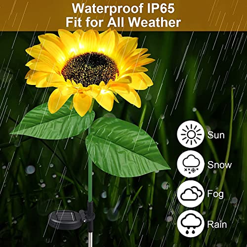 Quace Solar Powered Realistic Sunflower Lights Waterproof Decorative Landscape Lights for Garden Patio Yard Pathway (Pack of 2)(Plastic) - Image 5