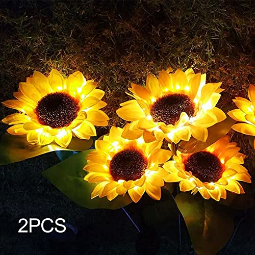 Quace Solar Powered Realistic Sunflower Lights Waterproof Decorative Landscape Lights for Garden Patio Yard Pathway (Pack of 2)(Plastic) - Image 3