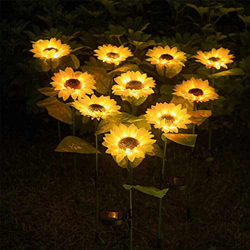 Quace Solar Powered Realistic Sunflower Lights Waterproof Decorative Landscape Lights for Garden Patio Yard Pathway (Pack of 2)(Plastic) - Image 2