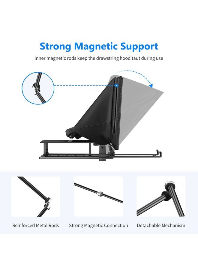 Teleprompter X14 with RT-110 Remote & APP Control (Bluetooth Connection via NEEWER Teleprompter App), Portable No Assembly Compatible with iPad Android Tablet, Smartphone, DSLR Camera