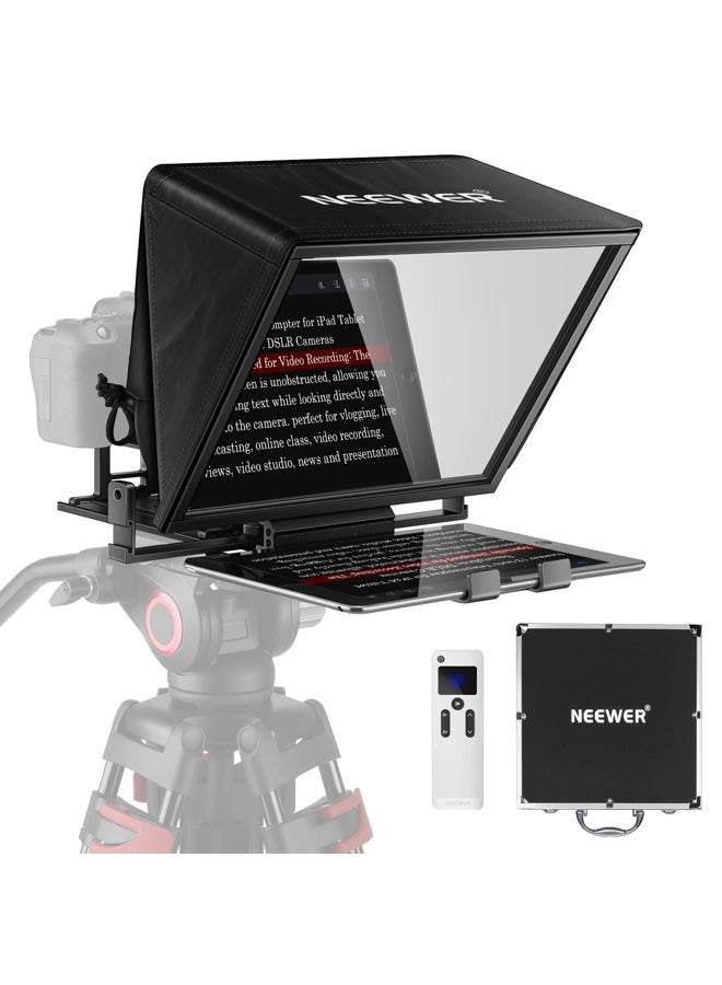 Neewer Teleprompter X14 with RT-110 Remote & APP Control (Bluetooth Connection via NEEWER Teleprompter App), Portable No Assembly Compatible with iPad Android Tablet, Smartphone, DSLR Camera  - Image 1