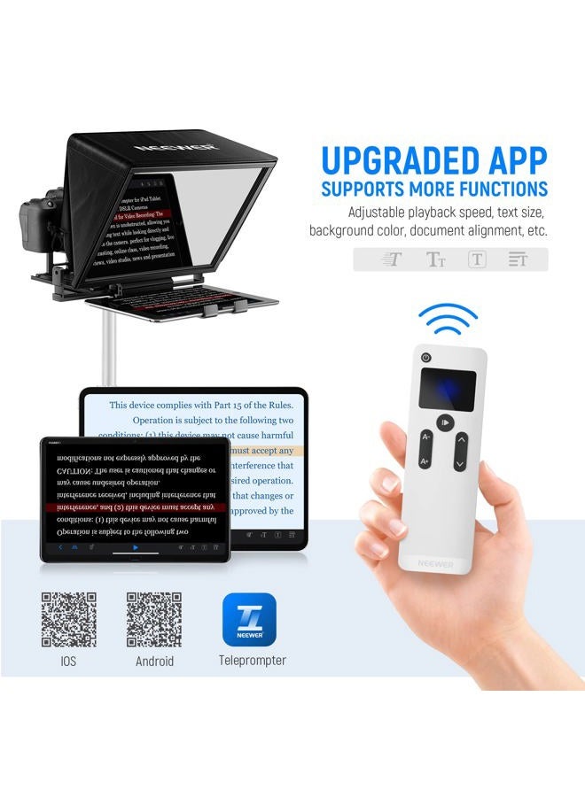 Neewer Teleprompter X14 with RT-110 Remote & APP Control (Bluetooth Connection via NEEWER Teleprompter App), Portable No Assembly Compatible with iPad Android Tablet, Smartphone, DSLR Camera  - Image 4