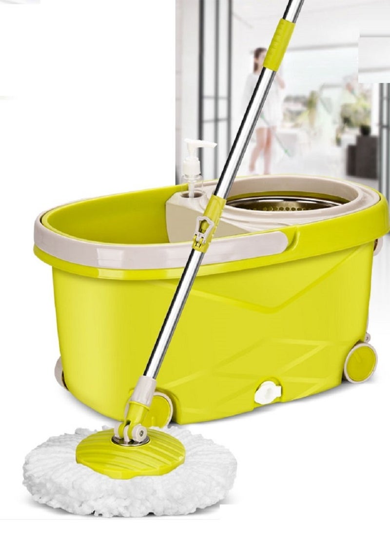 Hi homey 360 Degree Rotating Mop Stick With Bucket-Green - Image 1