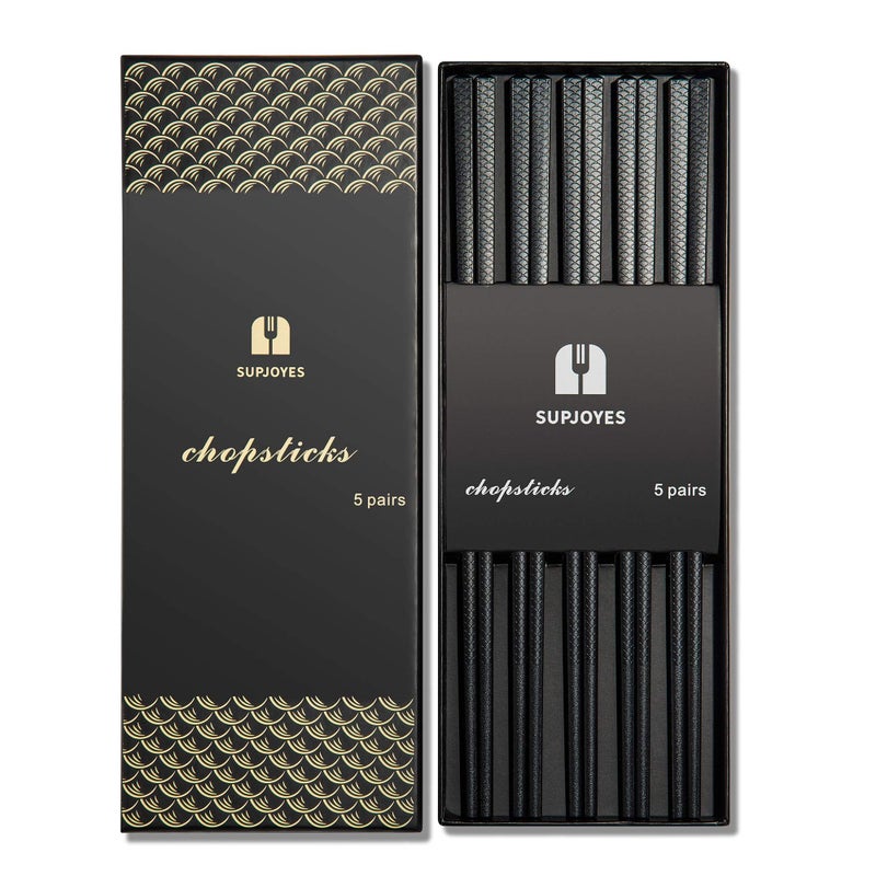 SUPJOYES Reusable Fiberglass Chopsticks - 5 Pairs Chopsticks for Gift, Japanese Chinese Minimalism Chop Sticks, Dishwasher Safe, 9 3/4 Inches - Image 1