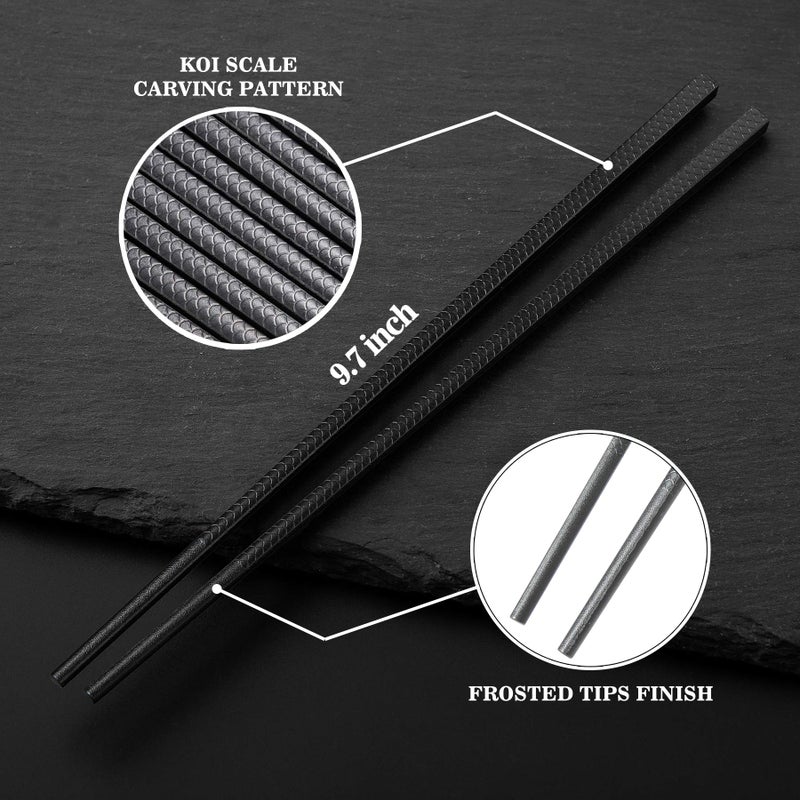 SUPJOYES Reusable Fiberglass Chopsticks - 5 Pairs Chopsticks for Gift, Japanese Chinese Minimalism Chop Sticks, Dishwasher Safe, 9 3/4 Inches - Image 2
