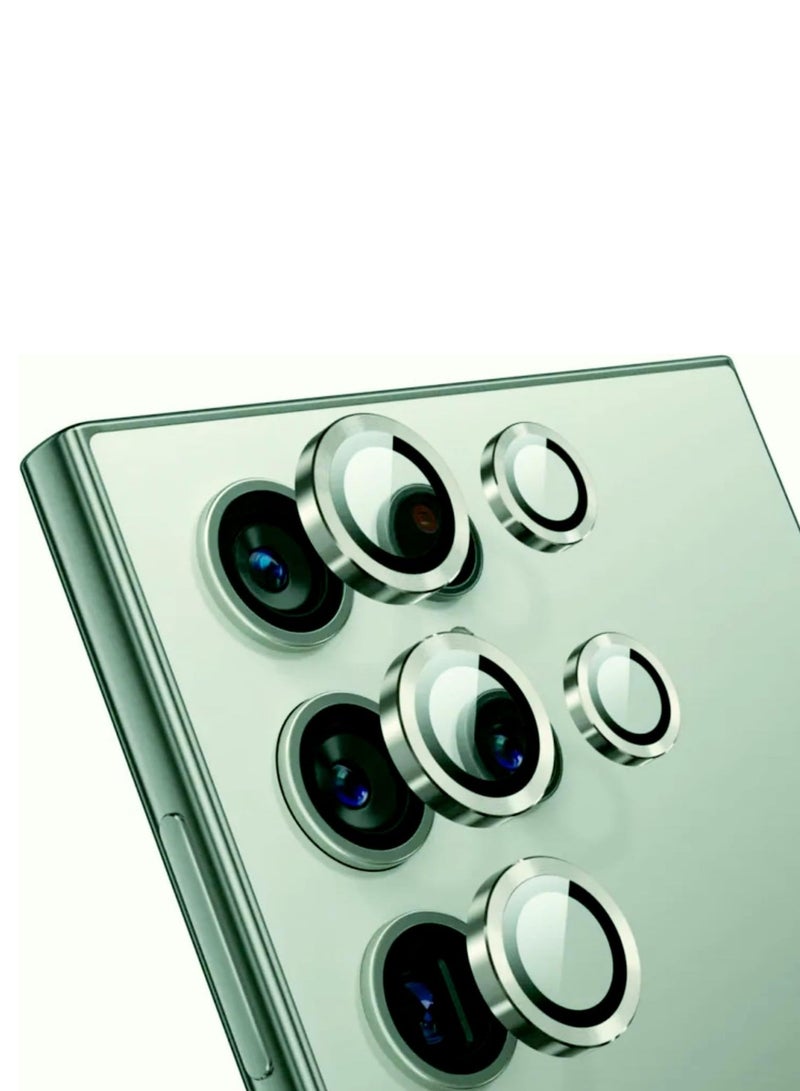 ليمتليس واقي عدسة كاميرا Galaxy S24 Ultra، واقيات عدسات فردية، زجاج مقوى رفيع للغاية مقاوم للخدش مع حواف من الألومنيوم، جراب Galaxy S24 Ultra مناسب (أخضر)