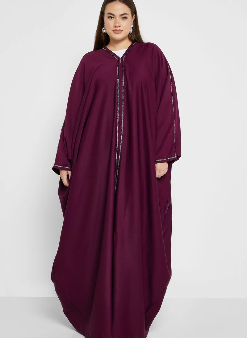Hayas Closet Curve Cape Embellished Abaya