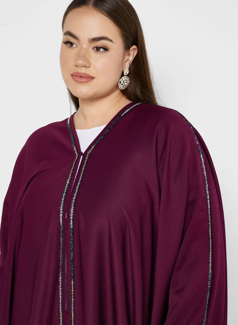 Hayas Closet Curve Cape Embellished Abaya