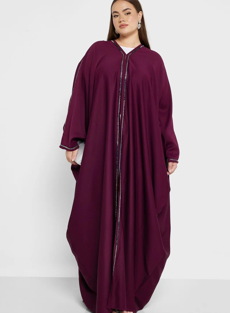 Hayas Closet Curve Cape Embellished Abaya