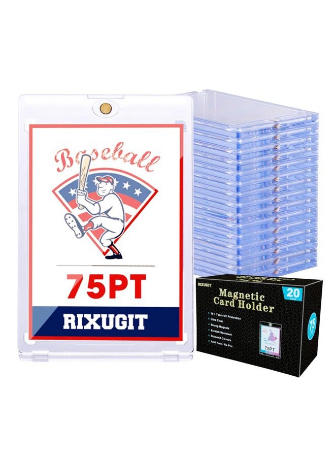 RIXUGIT 20-Pack One Touch Magnetic Card-Holder - 75pt Card Magnetic Case, Magnet Card Holder for Baseball, Football, Basketball, Hockey, Gaming Sports Cards, Trading Cards Collectibles Safe Storage - Image 1