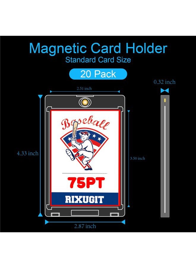 RIXUGIT 20-Pack One Touch Magnetic Card-Holder - 75pt Card Magnetic Case, Magnet Card Holder for Baseball, Football, Basketball, Hockey, Gaming Sports Cards, Trading Cards Collectibles Safe Storage - Image 2