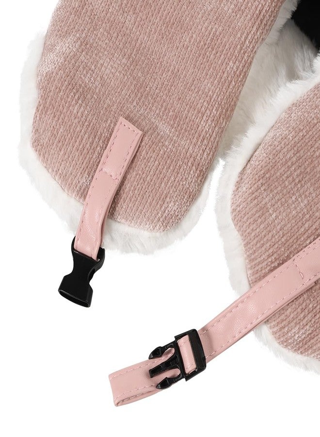 IBLUELOVER Girl Kids Trapper Hat Winter Earflap Hat Fleece Ushanka Caps with Cat Ears Cute Fur Cap for 8-14 Ski Cap Pink - Image 3