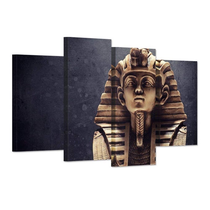 4 PANEL PORTRAIT ANCIENT EGYPTIAN PHARAOH KING CANVAS WALL ART VINTAGE ANCIENT EGYPT THE FIGURE PICTURE PAINTING PRINT ON CANVAS READY TO HANG