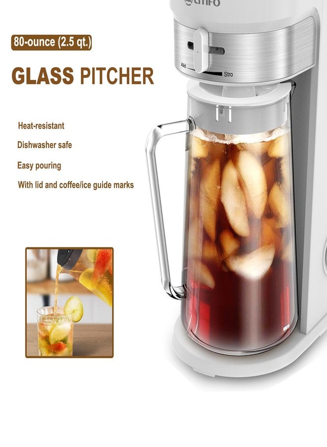 LITIFO Iced Tea Maker and Iced Coffee Maker Brewing System with 2.5-quart Pitcher, sliding strength selector for Taste Customization, Stainless Steel Decoration（White） - Image 5
