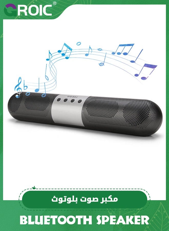 Wireless Bluetooth Soundbar, 5W Dual Channel Stereo Sound Soundbar Speaker with FM Radio, 1200 mAh Lithium Battery, for Phone, Tablet and PC
