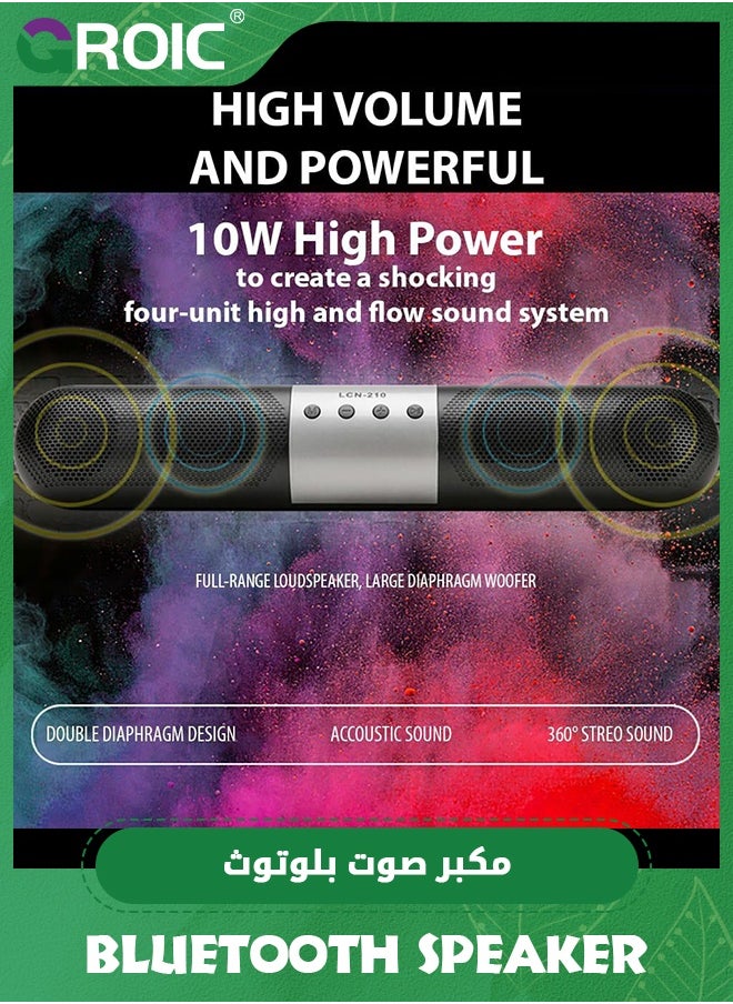 GROIC Wireless Bluetooth Soundbar, 5W Dual Channel Stereo Sound Soundbar Speaker with FM Radio, 1200 mAh Lithium Battery, for Phone, Tablet and PC  - Image 4