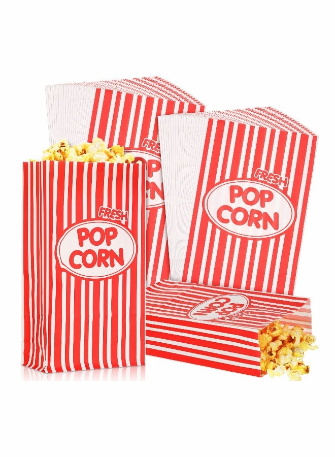 Paper Popcorn Holders, 1 oz Red and White Striped Popcorn Bags Flat Bottom Popcorn Supplies for Carnival Baseball Party Movie Theater Concession Stands Snack Bar, 3.54 x 2.36 x 8.27 Inches  300 Pcs  - Image 1