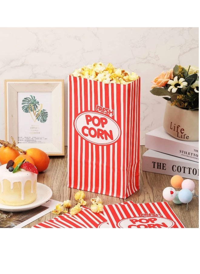 Paper Popcorn Holders, 1 oz Red and White Striped Popcorn Bags Flat Bottom Popcorn Supplies for Carnival Baseball Party Movie Theater Concession Stands Snack Bar, 3.54 x 2.36 x 8.27 Inches  300 Pcs  - Image 4