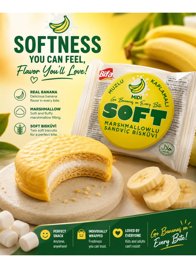 Bifa Soft Chocolate Covered Biscuit with Marshmallow & Banana Filling (20g x 30 Pieces) – Soft & Fluffy Snack for Kids - Image 3