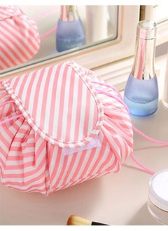 MARGOUN Makeup Bag Drawstring Travel Cosmetic Bag Round Magic Toiletry Beauty Kit Pouch Striped Print  - Image 3
