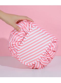 MARGOUN Makeup Bag Drawstring Travel Cosmetic Bag Round Magic Toiletry Beauty Kit Pouch Striped Print  - Image 4