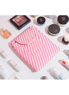 MARGOUN Makeup Bag Drawstring Travel Cosmetic Bag Round Magic Toiletry Beauty Kit Pouch Striped Print  - Image 5
