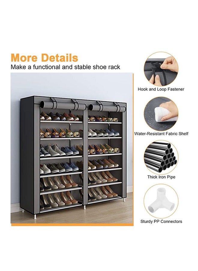 12 Tier Shoe Rack with Dustproof Cover Grey