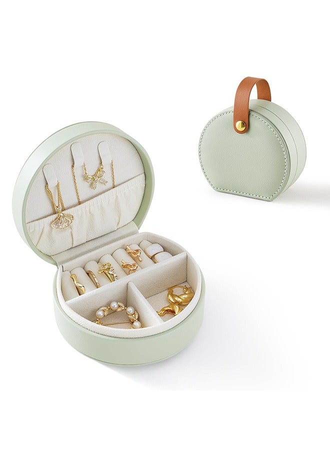 جيوان صغرة السفر مجوهرات محافظ وقلادات وخواتم وأقراط مع منظم المجوهرات المحمولة مربع ، مجوهرات السفر الأساسية لتخزين النساء والفتيات ، والأخضر - Image 1