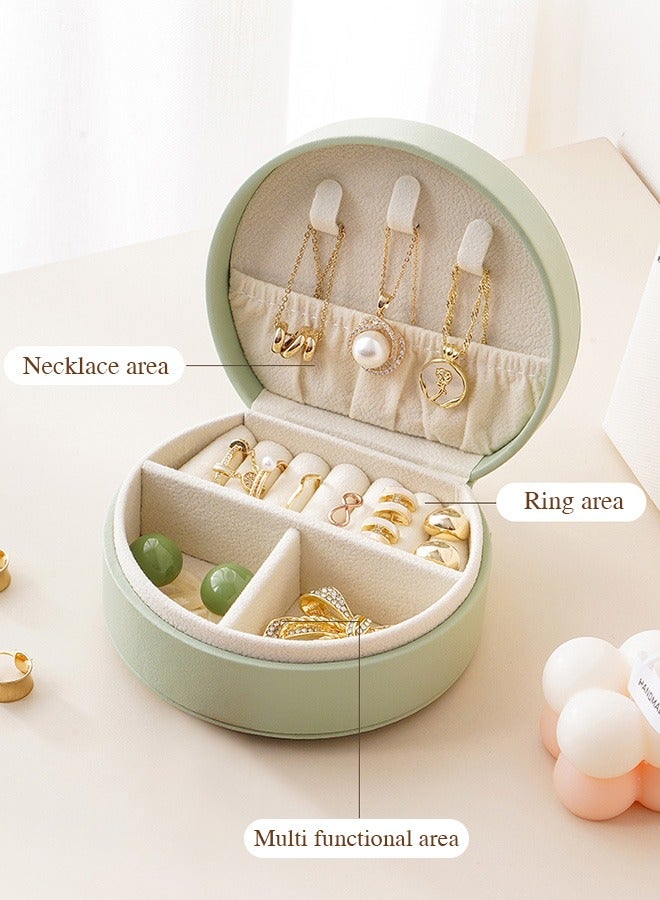 جيوان صغرة السفر مجوهرات محافظ وقلادات وخواتم وأقراط مع منظم المجوهرات المحمولة مربع ، مجوهرات السفر الأساسية لتخزين النساء والفتيات ، والأخضر - Image 3