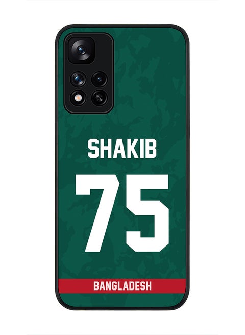 Rugged Black Edge Case for Redmi Note 11 Pro Plus 5G, Slim fit Soft Case Flexible thin Cover - Player Name - Shakib Al Hasan, Jersey Number- 75