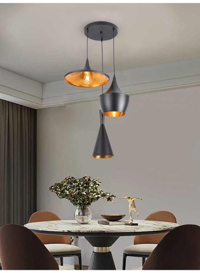 بيست باور ثريا مودرن لمطبخ 1060 بثلاث لمبات، قاعدة E27، مصباح سقف متدلي قابل للتعديل (بدون لمبات)، طول قابل للتعديل حتى 140 سم - مثالي لغرف الطعام والمطابخ والمساحات المعيشية - Image 2