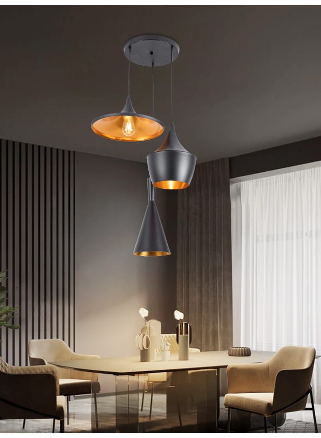 بيست باور ثريا مودرن لمطبخ 1060 بثلاث لمبات، قاعدة E27، مصباح سقف متدلي قابل للتعديل (بدون لمبات)، طول قابل للتعديل حتى 140 سم - مثالي لغرف الطعام والمطابخ والمساحات المعيشية - Image 1