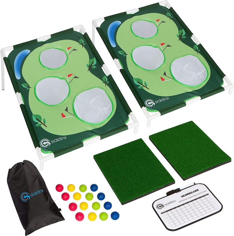 Sidelinx Golf Cornhole Set - Golf Yard Game - Chipping Practice Set for Both Indoors and Outdoors - Perfect Golf Gift for Men - Image 1