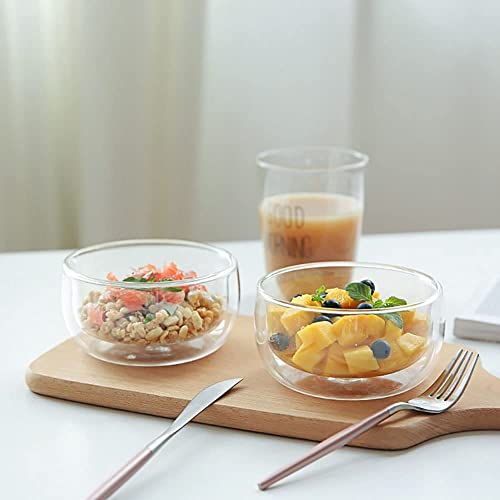 TASKHOUSE Transparent Double Wall Glass Bowl Set Dessert & Cereal Bowls Ice Cream, Soup, Rice, Snacks & Side Dishes (300ML, Pack of 2) - Image 2