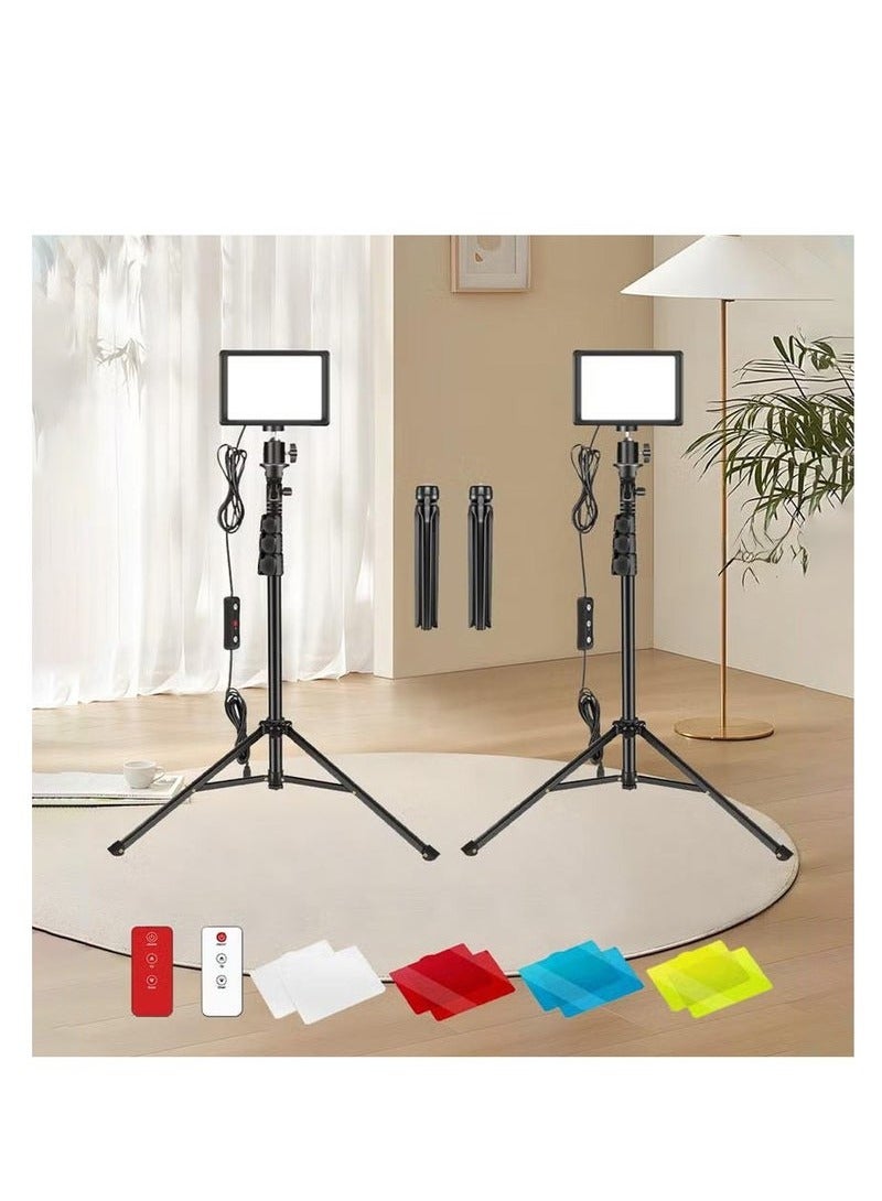 موندا مصباح فيديو LED بـ 11 درجة سطوع، و4 فلاتر ألوان قابلة للتعتيم، وإضاءة مستمرة على سطح الطاولة، وحامل ثلاثي القوائم قابل للتعديل، ومصباح تعبئة محمول بمنفذ USB للتصوير في الاستوديو - Image 1