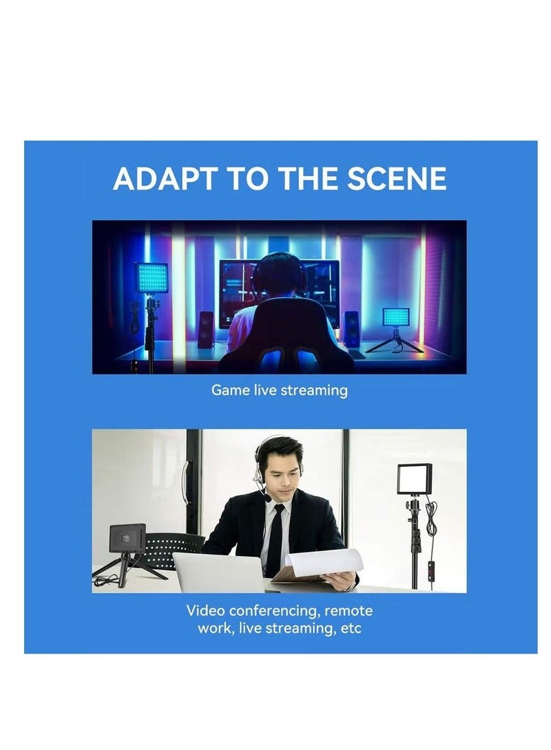 موندا مصباح فيديو LED بـ 11 درجة سطوع، و4 فلاتر ألوان قابلة للتعتيم، وإضاءة مستمرة على سطح الطاولة، وحامل ثلاثي القوائم قابل للتعديل، ومصباح تعبئة محمول بمنفذ USB للتصوير في الاستوديو - Image 3