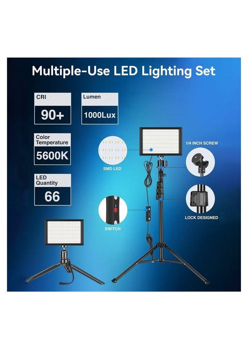 موندا مصباح فيديو LED بـ 11 درجة سطوع، و4 فلاتر ألوان قابلة للتعتيم، وإضاءة مستمرة على سطح الطاولة، وحامل ثلاثي القوائم قابل للتعديل، ومصباح تعبئة محمول بمنفذ USB للتصوير في الاستوديو - Image 2