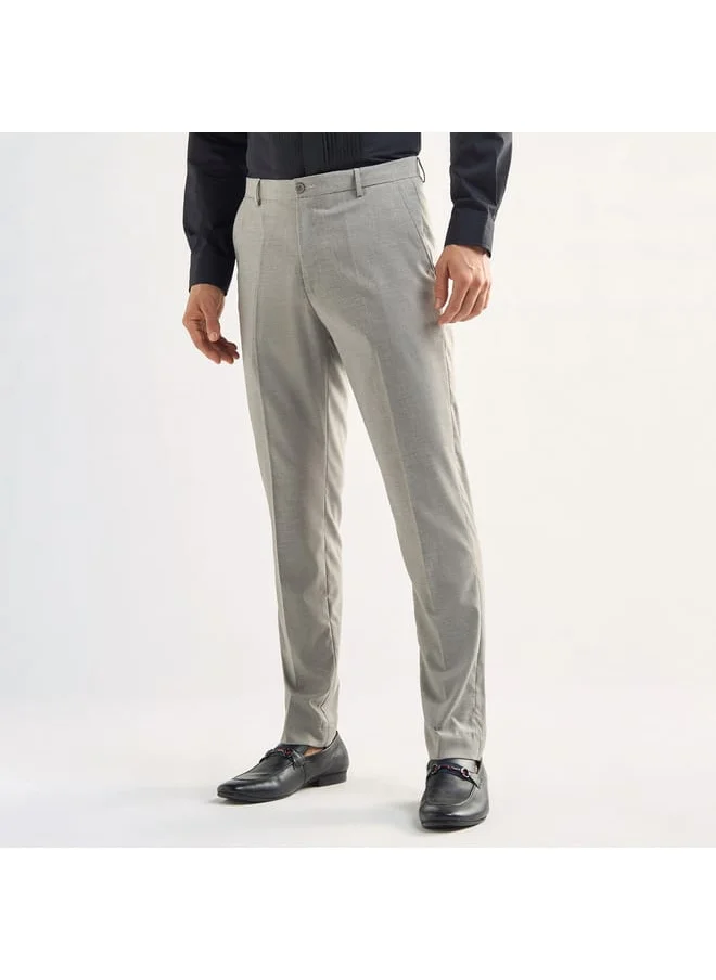 FAV Solid Slim Fit Flexi Waist Trousers with Pockets