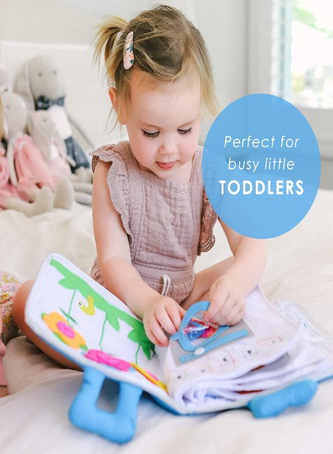 Curious Columbus Quiet Book for Toddlers - Large Fabric Activity Book, Montessori Learning Toy, 10 Engaging Pages for Quiet Play, Perfect for at Home Learning, Airplane Activities and Road Trips - Image 3