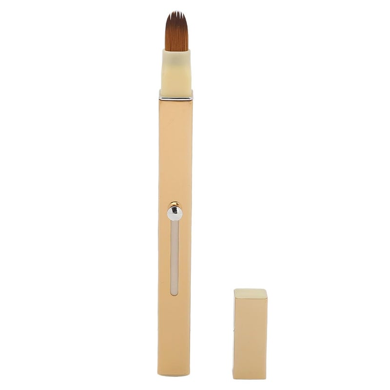 3Pcs Gold Retractable Lip Brush Set, Double Ended Makeup Brush, Portable Concealer and Lip Brush with Automatic Sealing Design, Soft Nylon Fiber Hair for Precise Makeup Application - Image 2