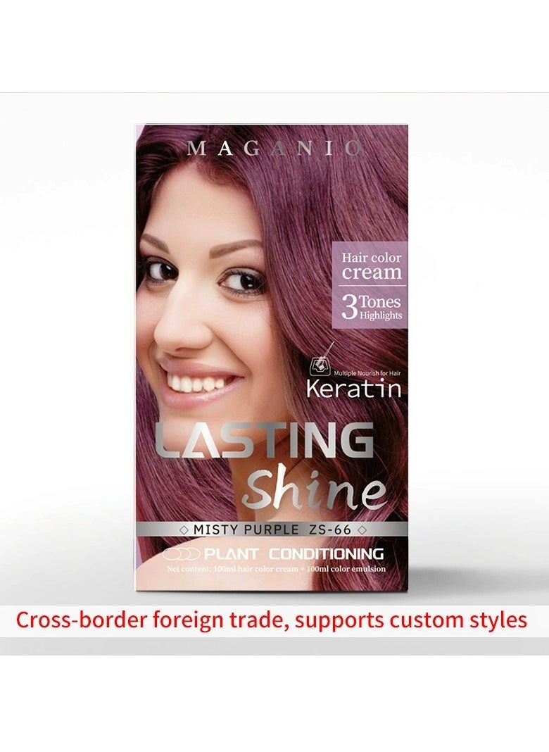 KERATIN Plant Extract Hair Dye Boxed Hair Dye in Various Colors with Tool Kit Set (Purple)  - Image 1
