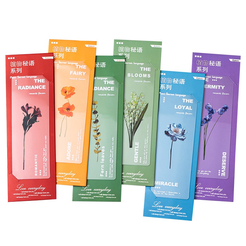 Floral PET Bookmarks, Chinese Style Page Clips, 6 Pieces - Image 5